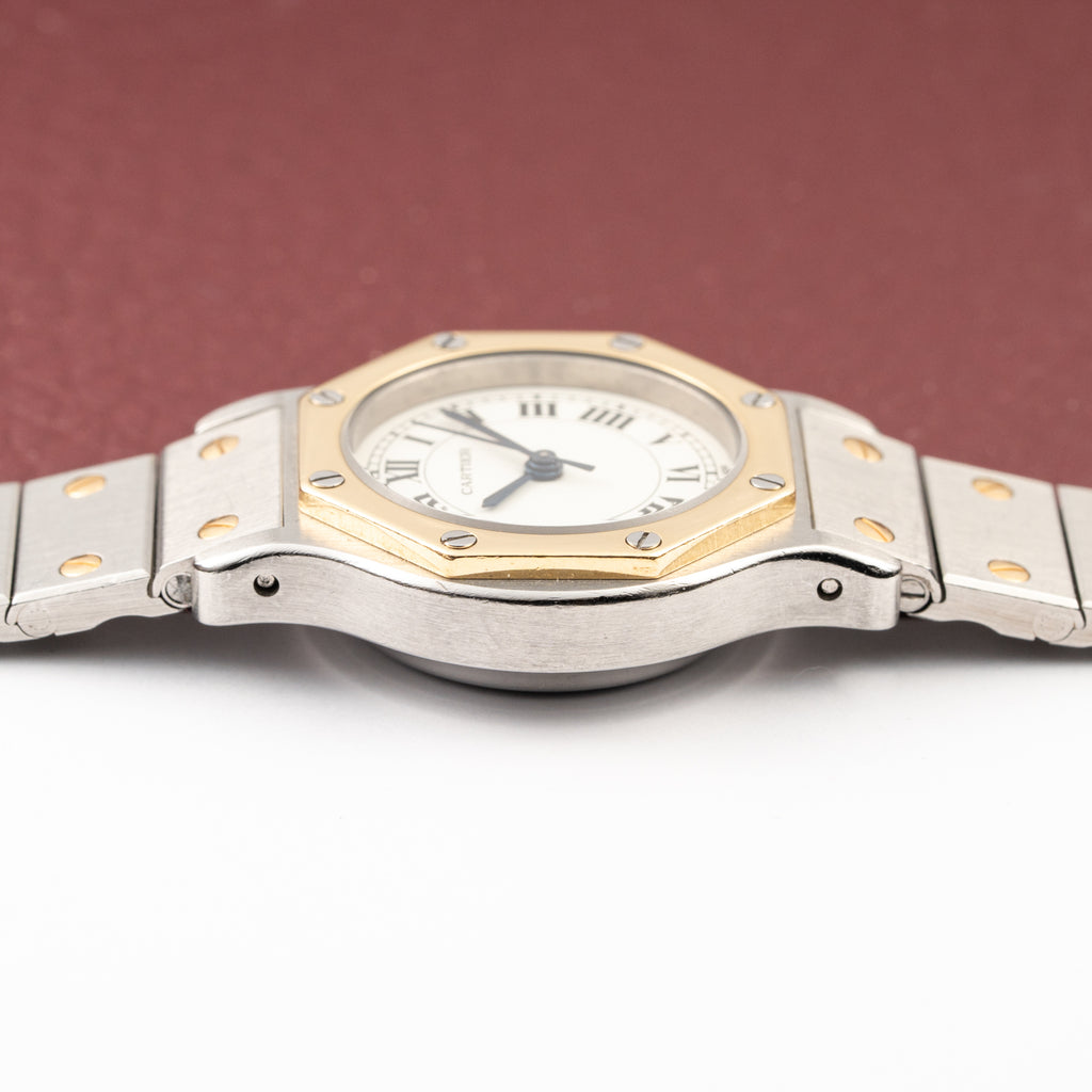Cartier Santos Octagonal Gold Steel Automatic PM Ref 0907 from 1980s