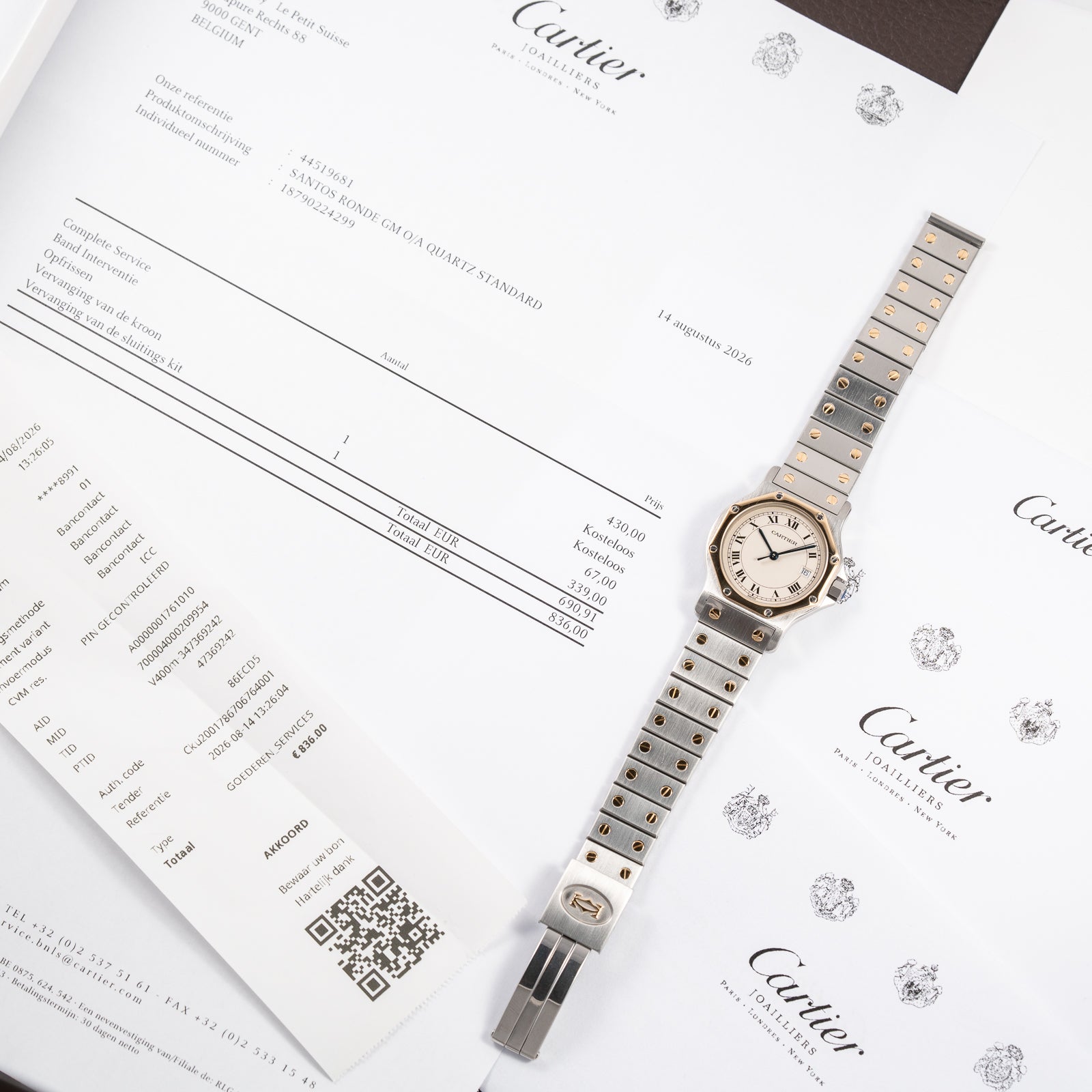 Cartier Santos Ronde Octagon GM Gold & Steel Cartier Service 2026 – 2-Year Warranty Ref. 187902 from 1990s