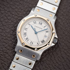 Cartier Santos Ronde Octagon GM Gold & Steel Cartier Service 2026 – 2-Year Warranty Ref. 187902 from 1990s