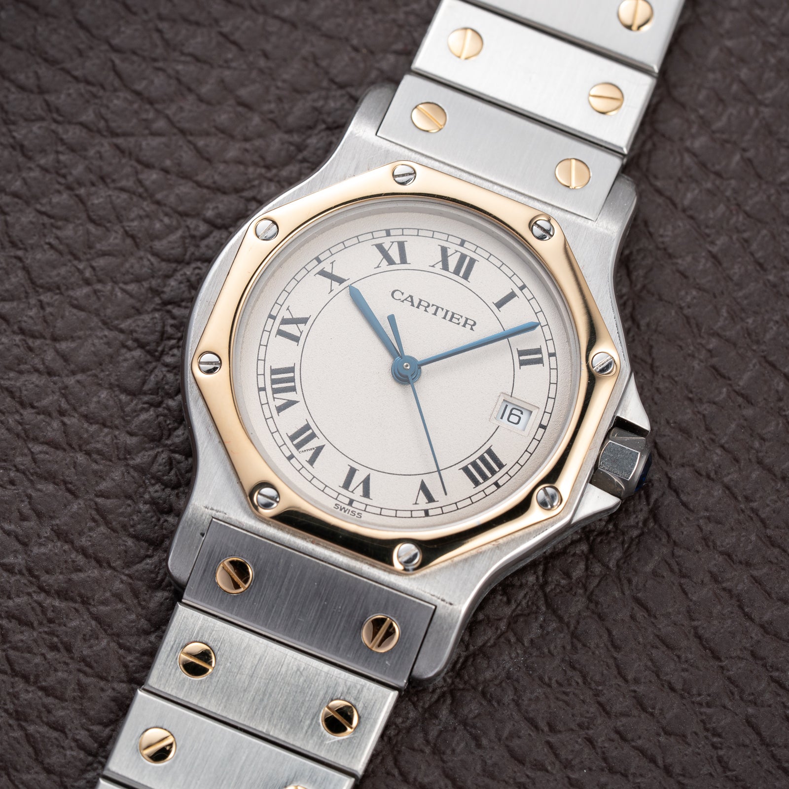 Cartier Santos Ronde Octagon GM Gold & Steel Cartier Service 2026 – 2-Year Warranty Ref. 187902 from 1990s