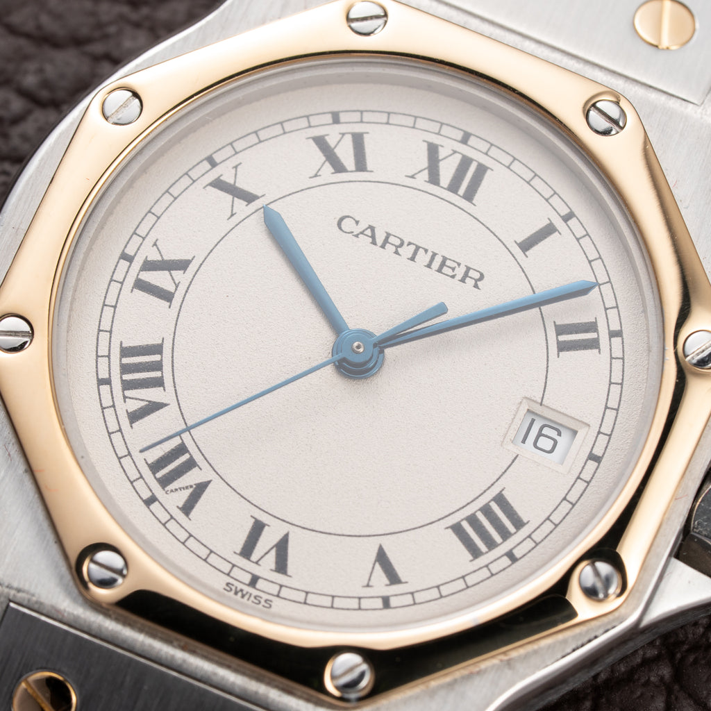 Cartier Santos Ronde Octagon GM Gold & Steel Cartier Service 2026 – 2-Year Warranty Ref. 187902 from 1990s