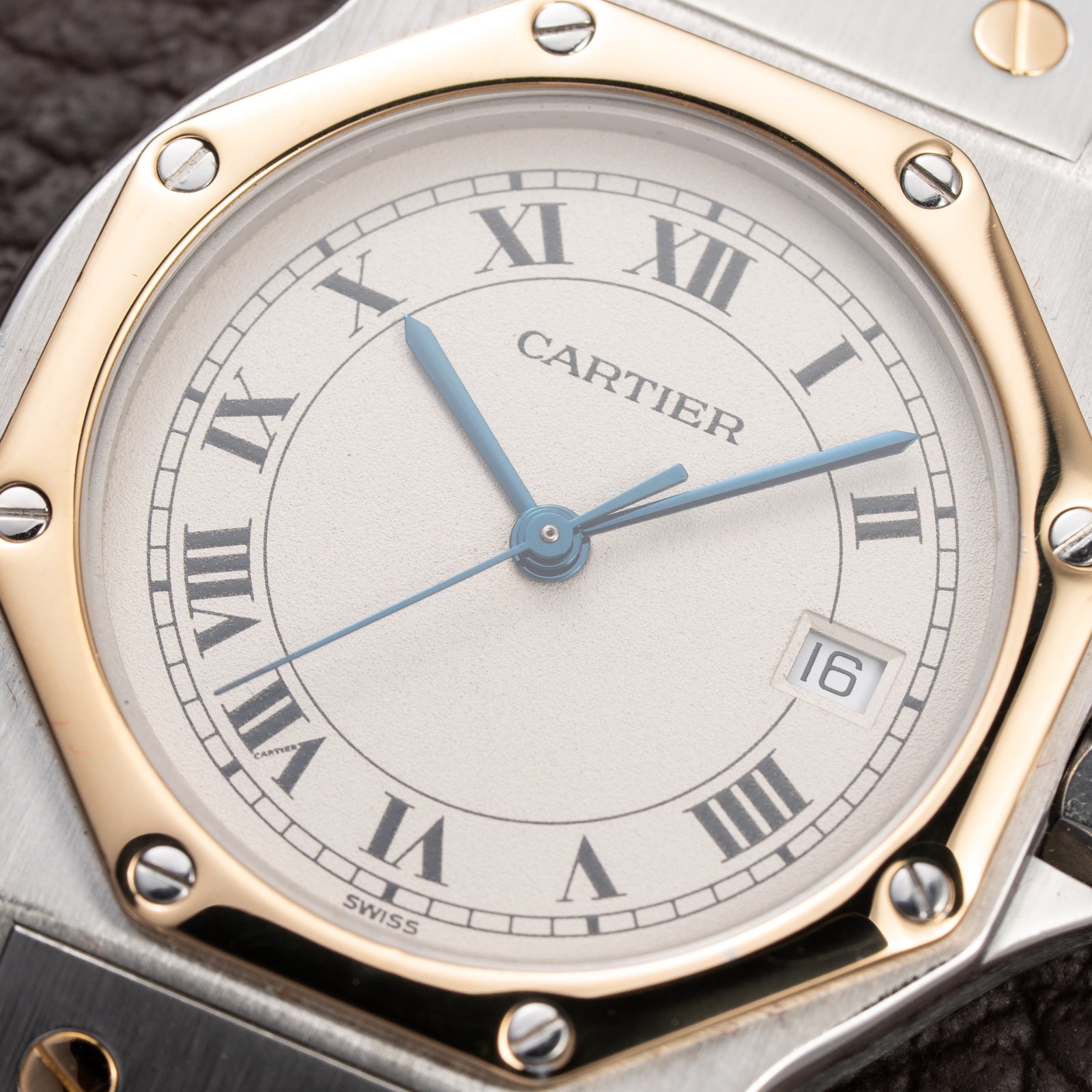 Cartier Santos Ronde Octagon GM Gold & Steel Cartier Service 2026 – 2-Year Warranty Ref. 187902 from 1990s