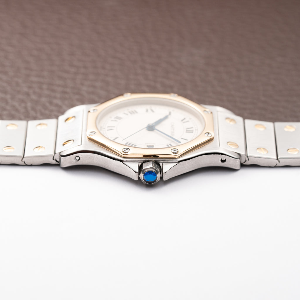 Cartier Santos Ronde Octagon GM Gold & Steel Cartier Service 2026 – 2-Year Warranty Ref. 187902 from 1990s