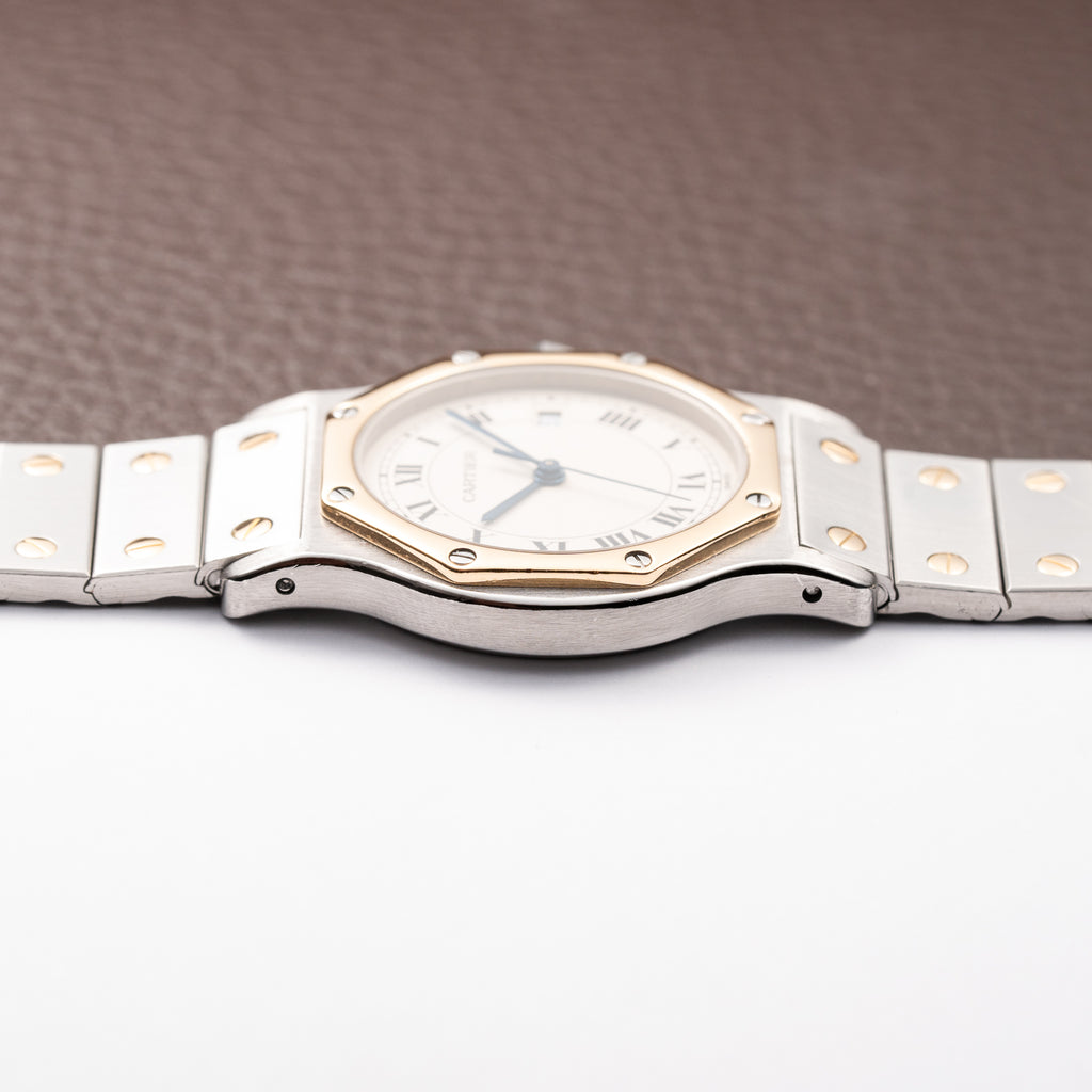 Cartier Santos Ronde Octagon GM Gold & Steel Cartier Service 2026 – 2-Year Warranty Ref. 187902 from 1990s