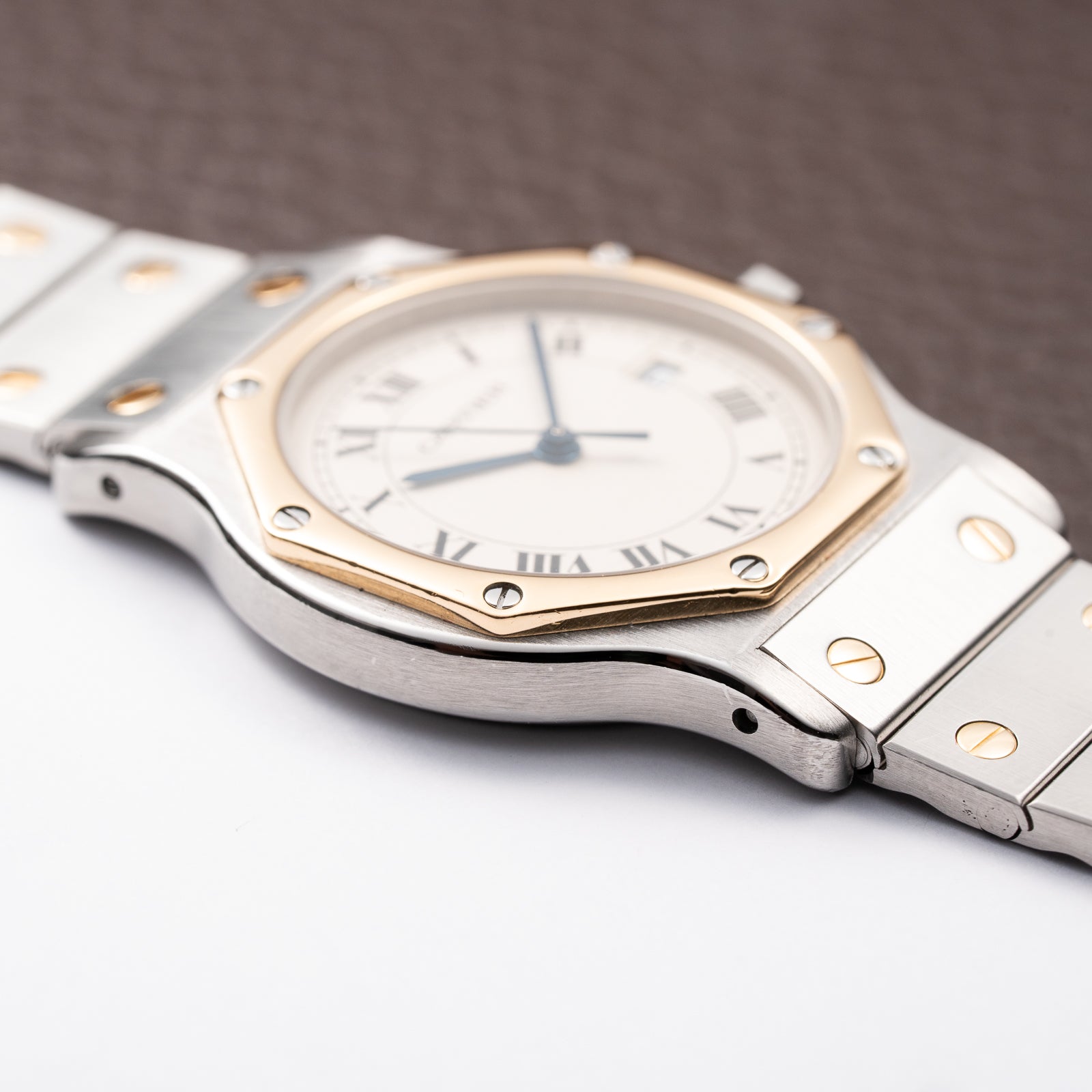 Cartier Santos Ronde Octagon GM Gold & Steel Cartier Service 2026 – 2-Year Warranty Ref. 187902 from 1990s