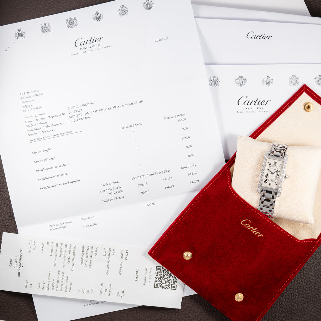 Cartier Tank Américaine Factory Diamond 18K White Gold Automatic Ref. 1726 Cartier Service 2026