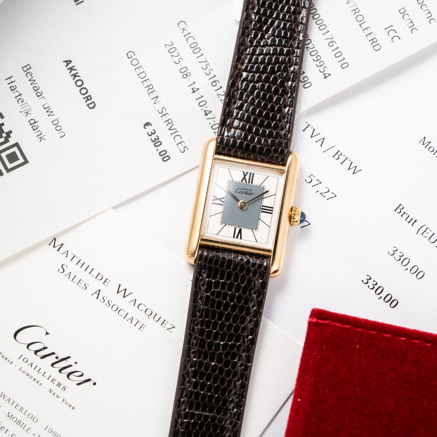 Cartier Must de Tank Vermeil Grey Art Deco Reference 5057001 from 1990s Cartier Service 2025