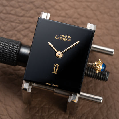Cartier Tank Must de Black 'Onyx' Dial Vermeil GM from 1990s