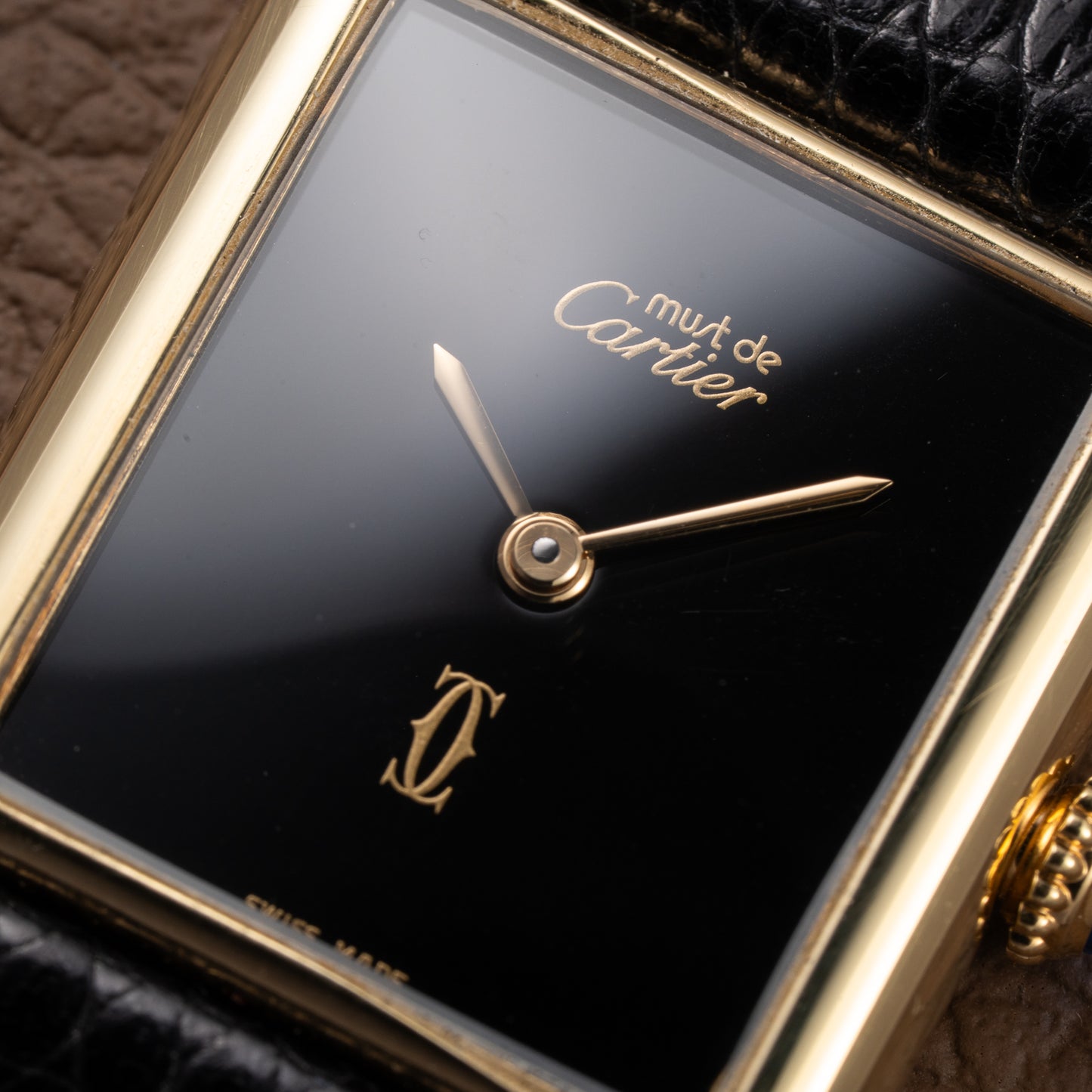 Cartier Tank Must de Black 'Onyx' Dial Vermeil GM from 1990s