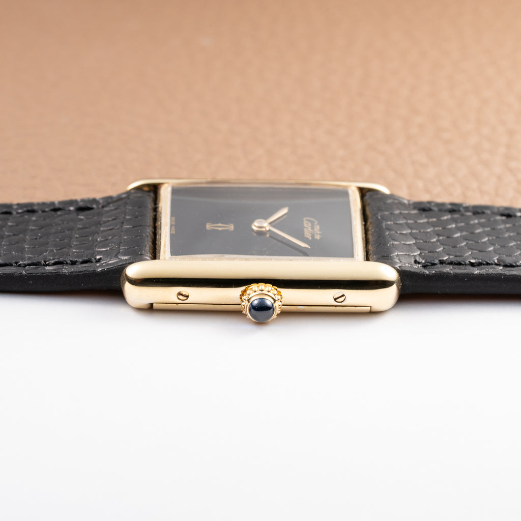 Cartier Tank Must de Black 'Onyx' Dial Vermeil GM from 1990s