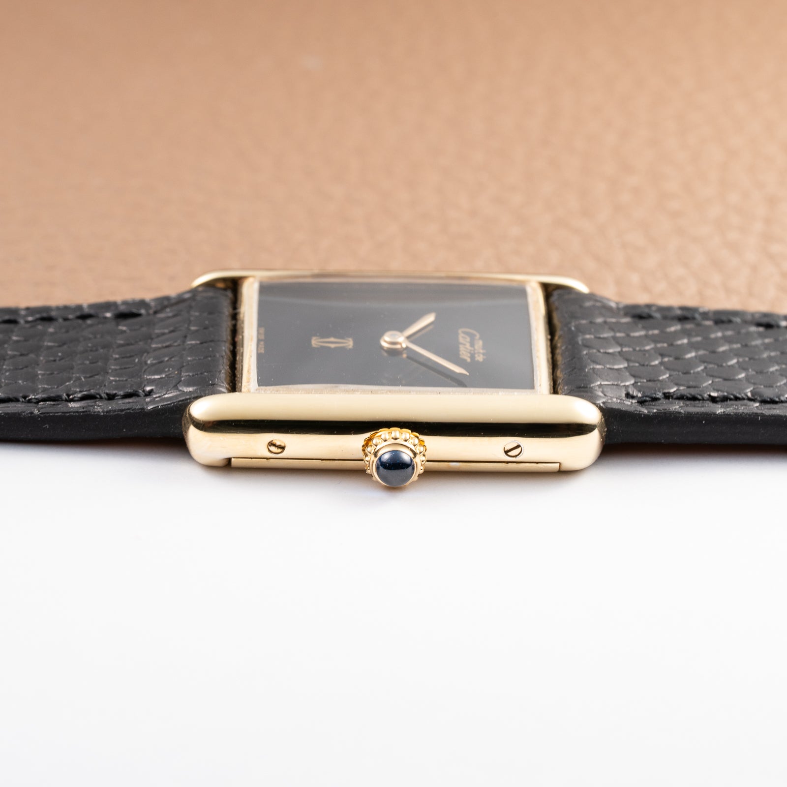 Cartier Tank Must de Black 'Onyx' Dial Vermeil GM from 1990s