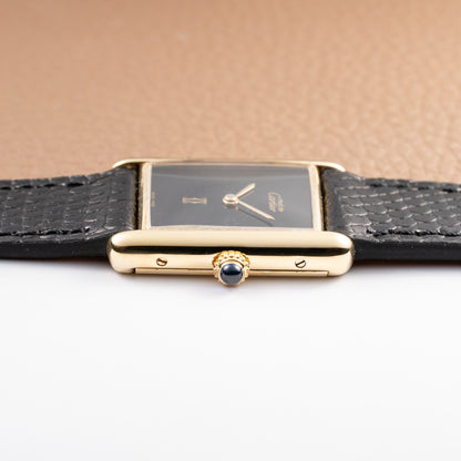 Cartier Tank Must de Black 'Onyx' Dial Vermeil GM from 1990s