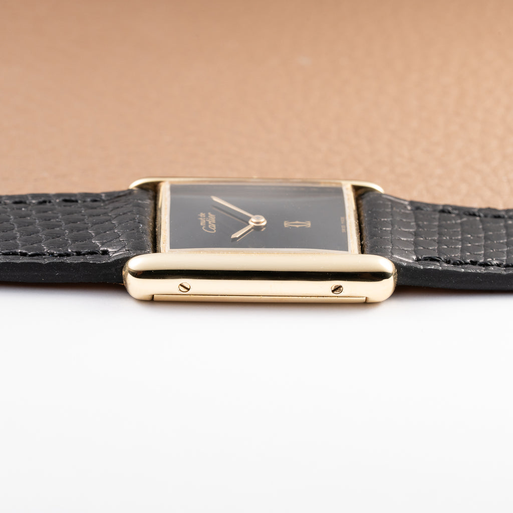Cartier Tank Must de Black 'Onyx' Dial Vermeil GM from 1990s