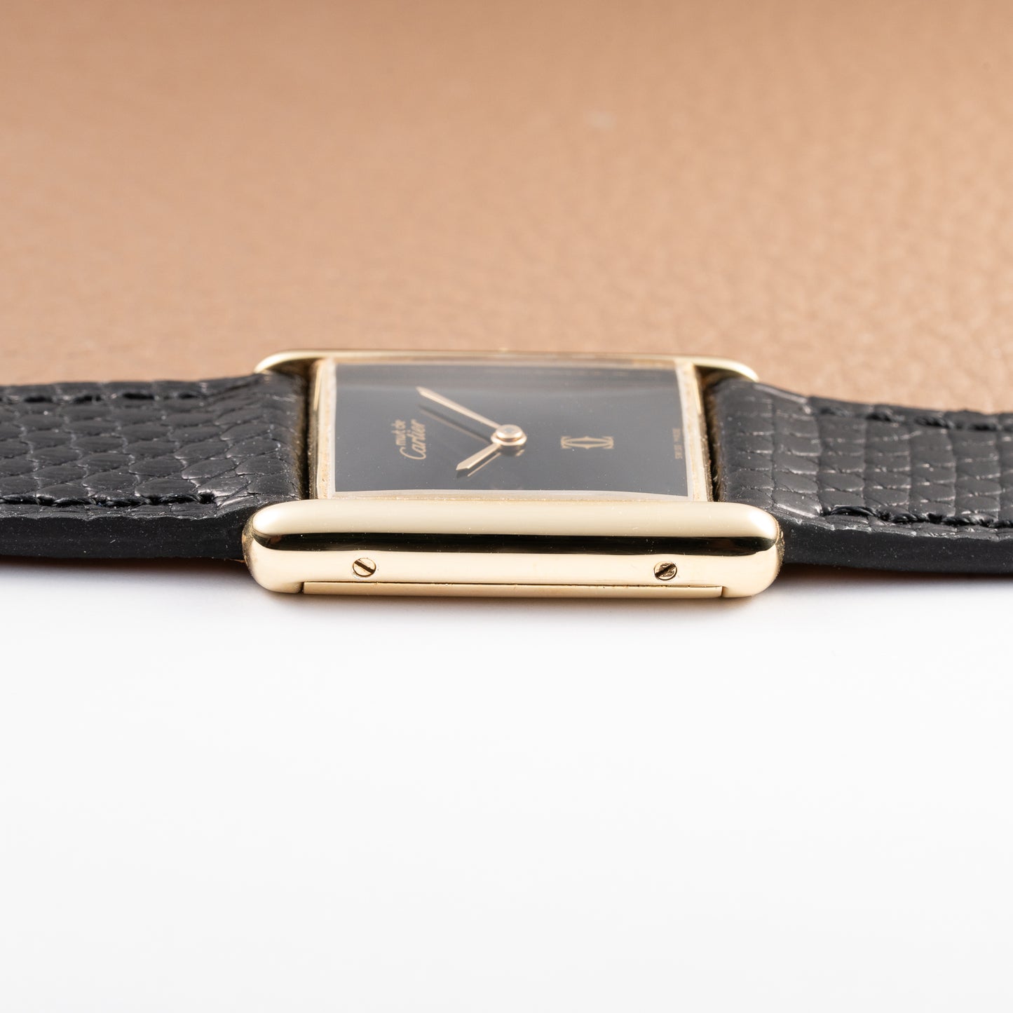 Cartier Tank Must de Black 'Onyx' Dial Vermeil GM from 1990s