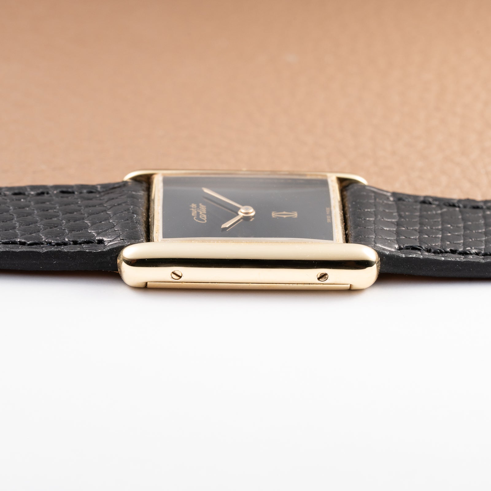 Cartier Tank Must de Black 'Onyx' Dial Vermeil GM from 1990s
