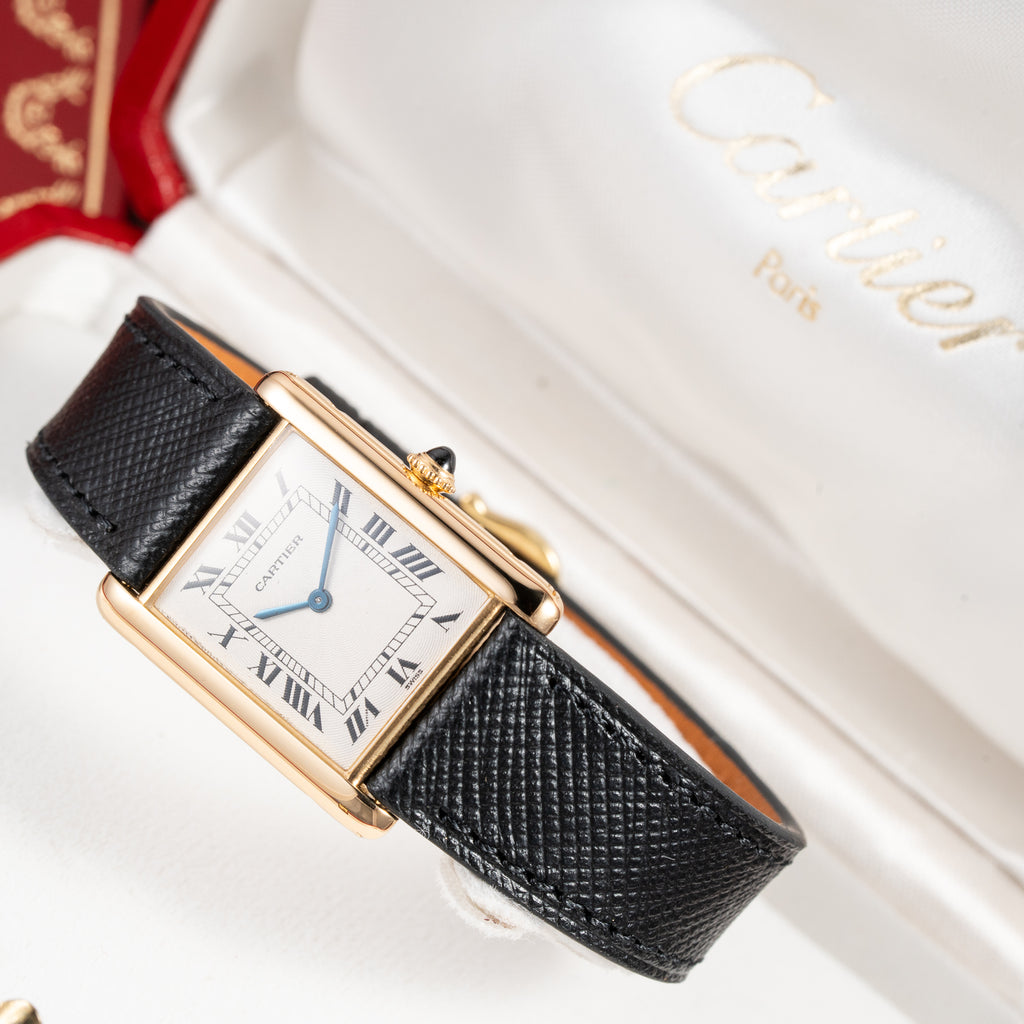 Cartier Tank Extra Plat Guilloché 18K Yellow Gold Full Set Ref 96065 from 1997