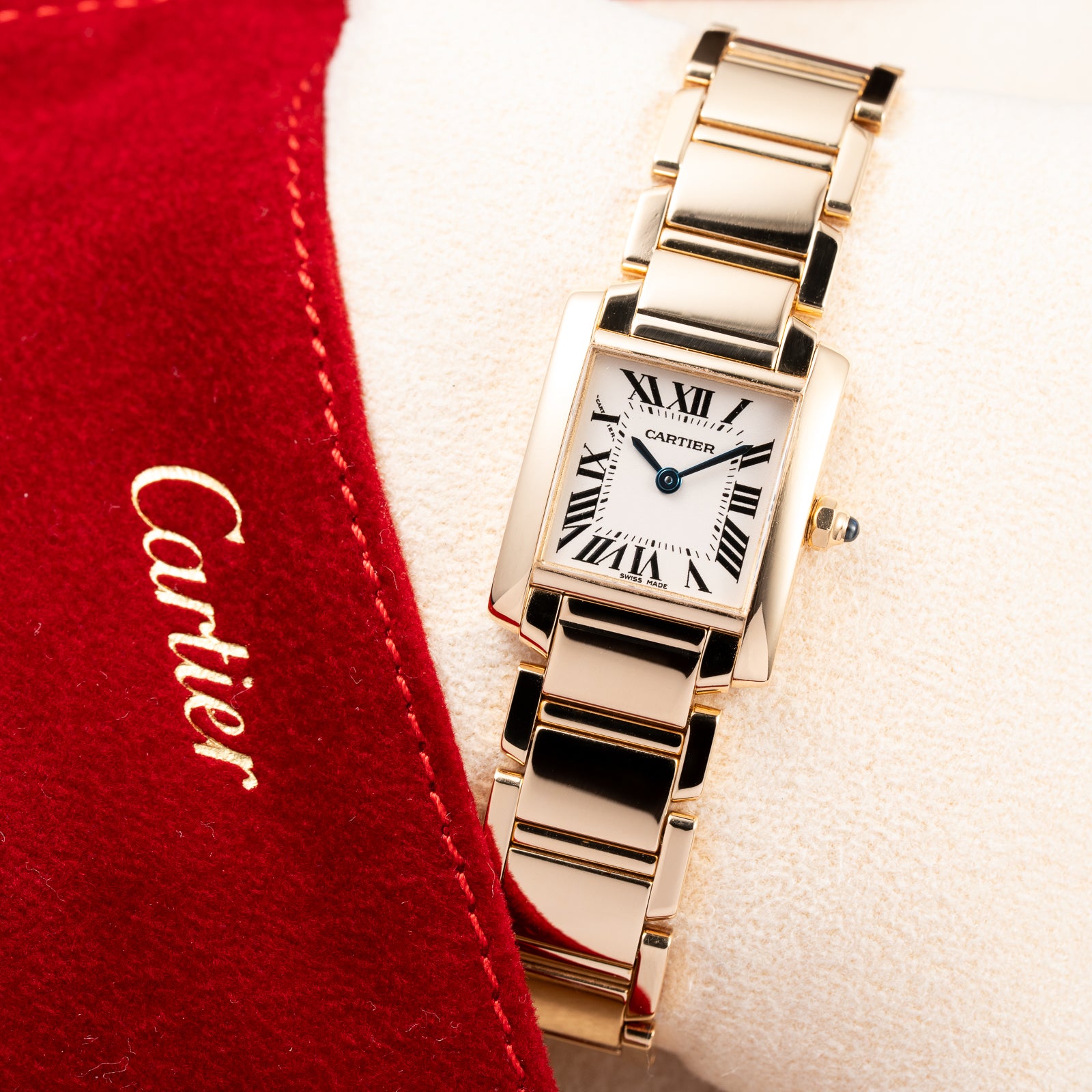 Cartier Tank Française PM 18K Yellow Gold Cartier Service 2026 w/ 2-Year Warranty Ref. 2385 from 2000s