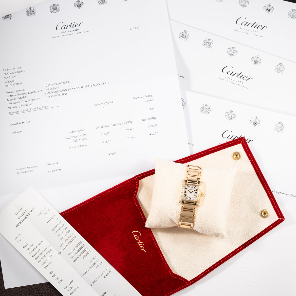 Cartier Tank Française Factory Diamond Set PM 18K Yellow Gold Cartier Service 2026 w/ 2-Year Warranty Ref. 2385 from 2000s