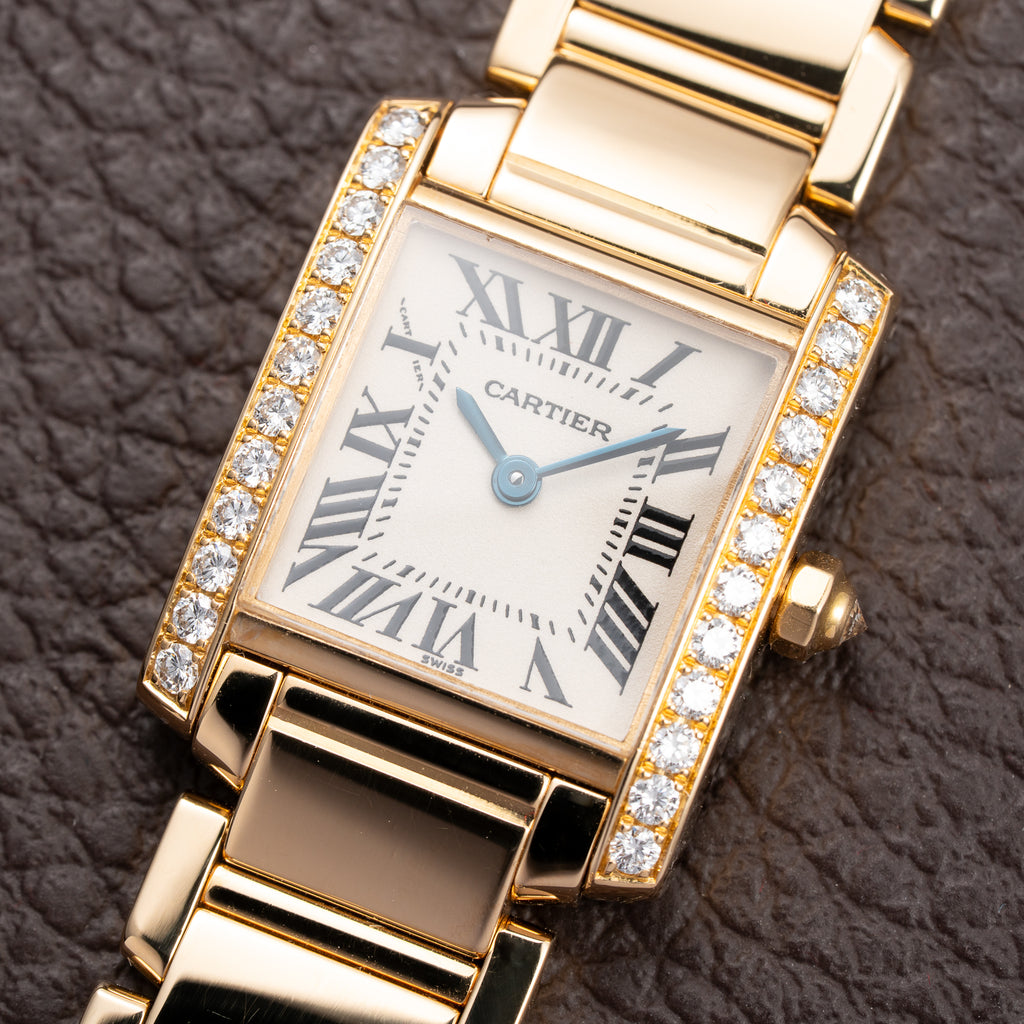 Cartier Tank Française Factory Diamond Set PM 18K Yellow Gold Cartier Service 2026 w/ 2-Year Warranty Ref. 2385 from 2000s
