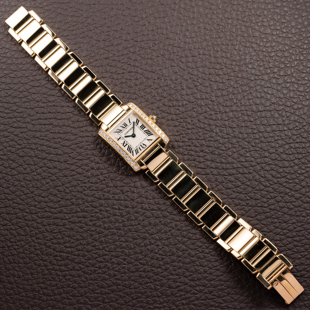 Cartier Tank Française Factory Diamond Set PM 18K Yellow Gold Cartier Service 2026 w/ 2-Year Warranty Ref. 2385 from 2000s