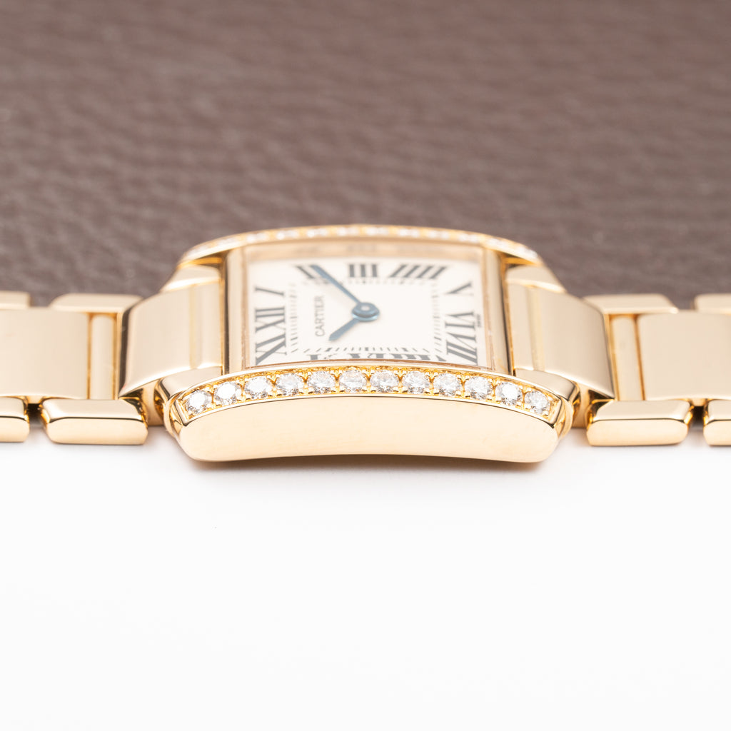 Cartier Tank Française Factory Diamond Set PM 18K Yellow Gold Cartier Service 2026 w/ 2-Year Warranty Ref. 2385 from 2000s