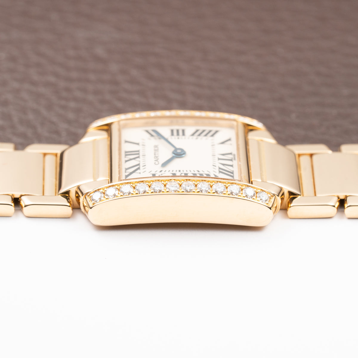 Cartier Tank Française Factory Diamond Set PM 18K Yellow Gold Cartier Service 2026 w/ 2-Year Warranty Ref. 2385 from 2000s