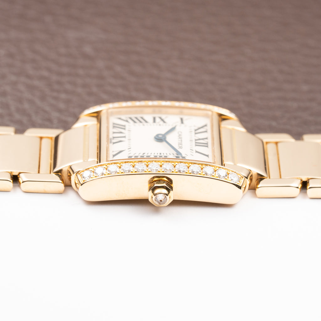 Cartier Tank Française Factory Diamond Set PM 18K Yellow Gold Cartier Service 2026 w/ 2-Year Warranty Ref. 2385 from 2000s