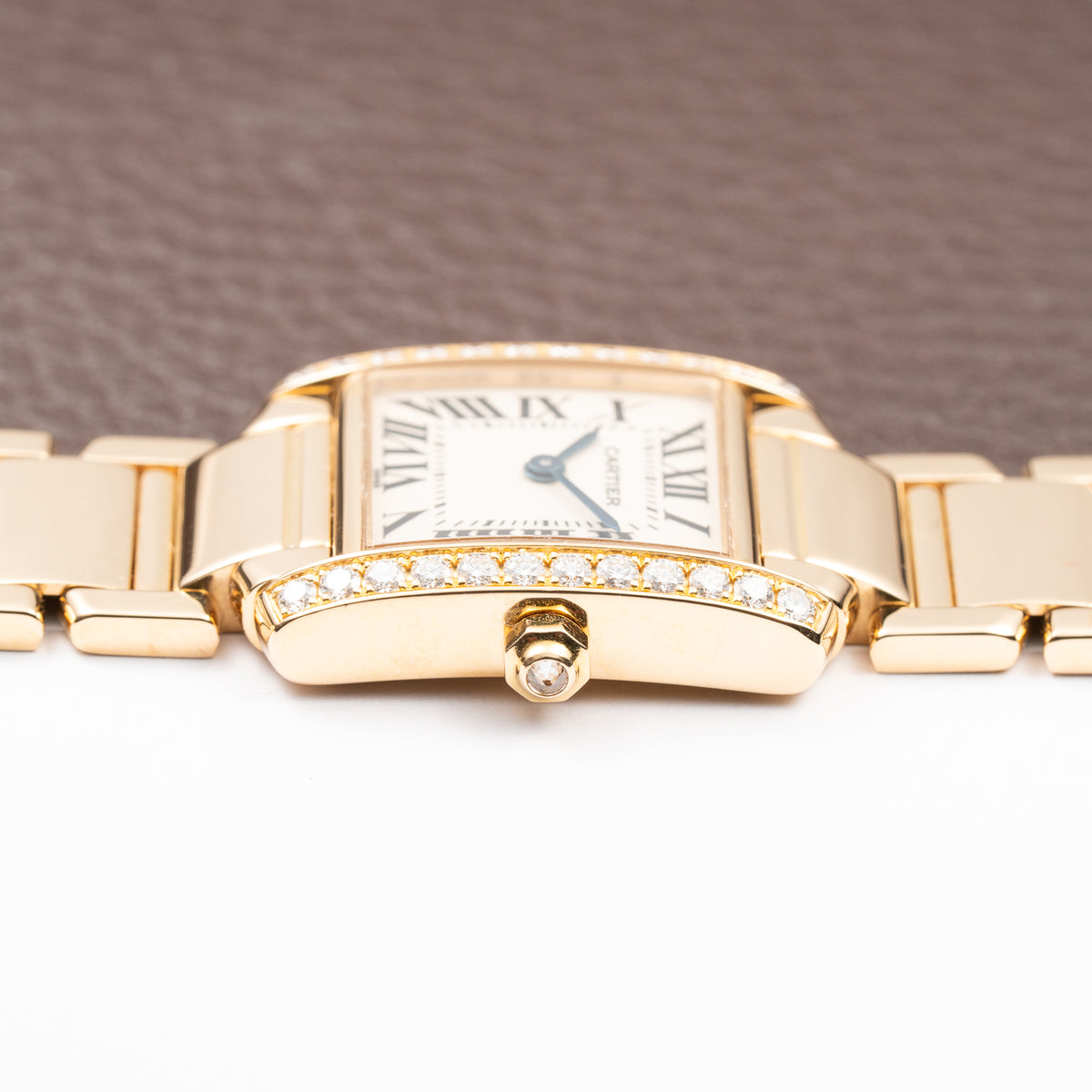 Cartier Tank Française Factory Diamond Set PM 18K Yellow Gold Cartier Service 2026 w/ 2-Year Warranty Ref. 2385 from 2000s