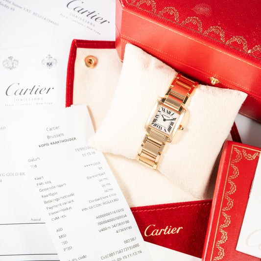 Cartier Tank Française PM 18K Yellow Gold Full Set Cartier Service 2025 Ref. 1820