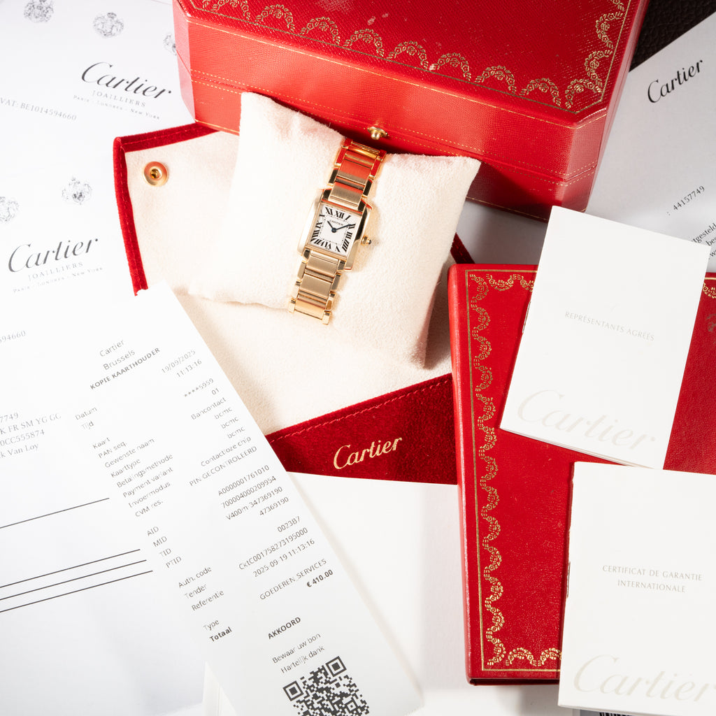 Cartier Tank Française PM 18K Yellow Gold Full Set Cartier Service 2025 Ref. 1820