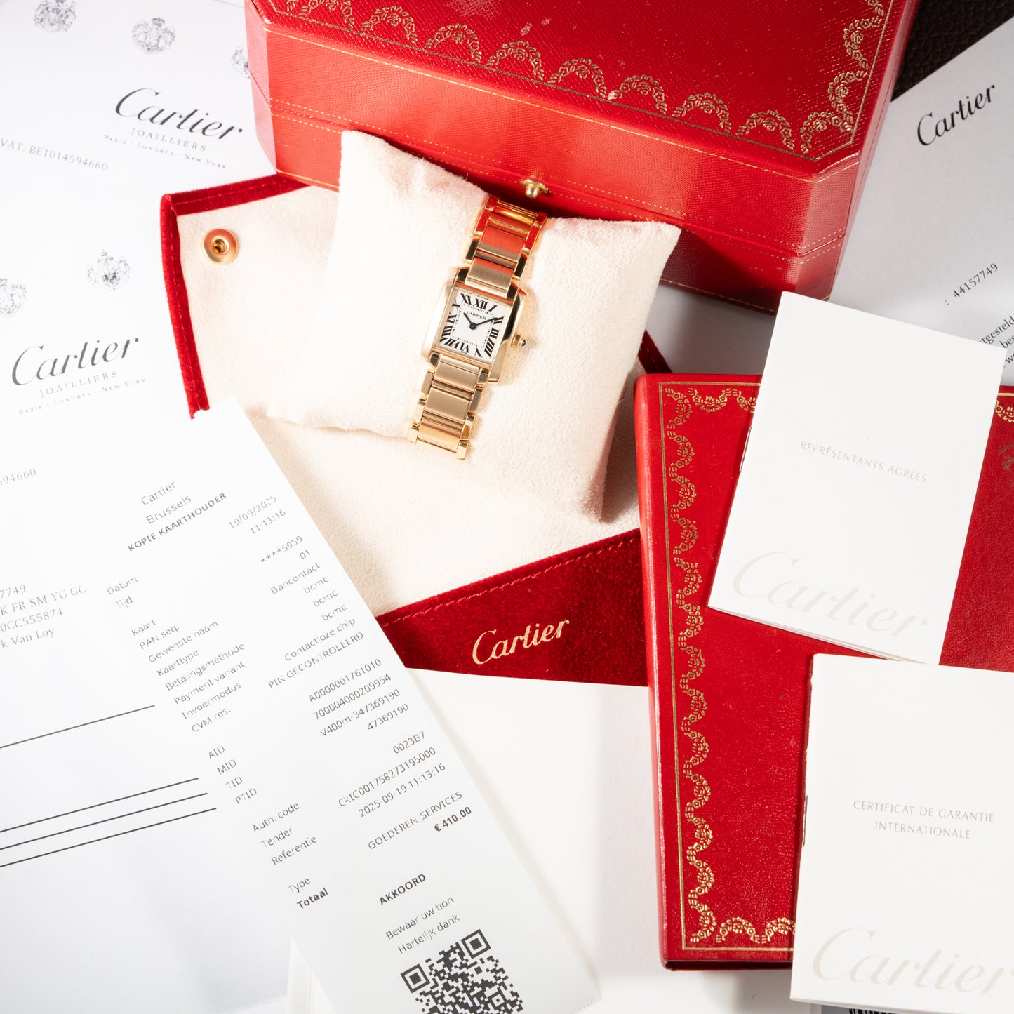 Cartier Tank Française PM 18K Yellow Gold Full Set Cartier Service 2025 Ref. 1820