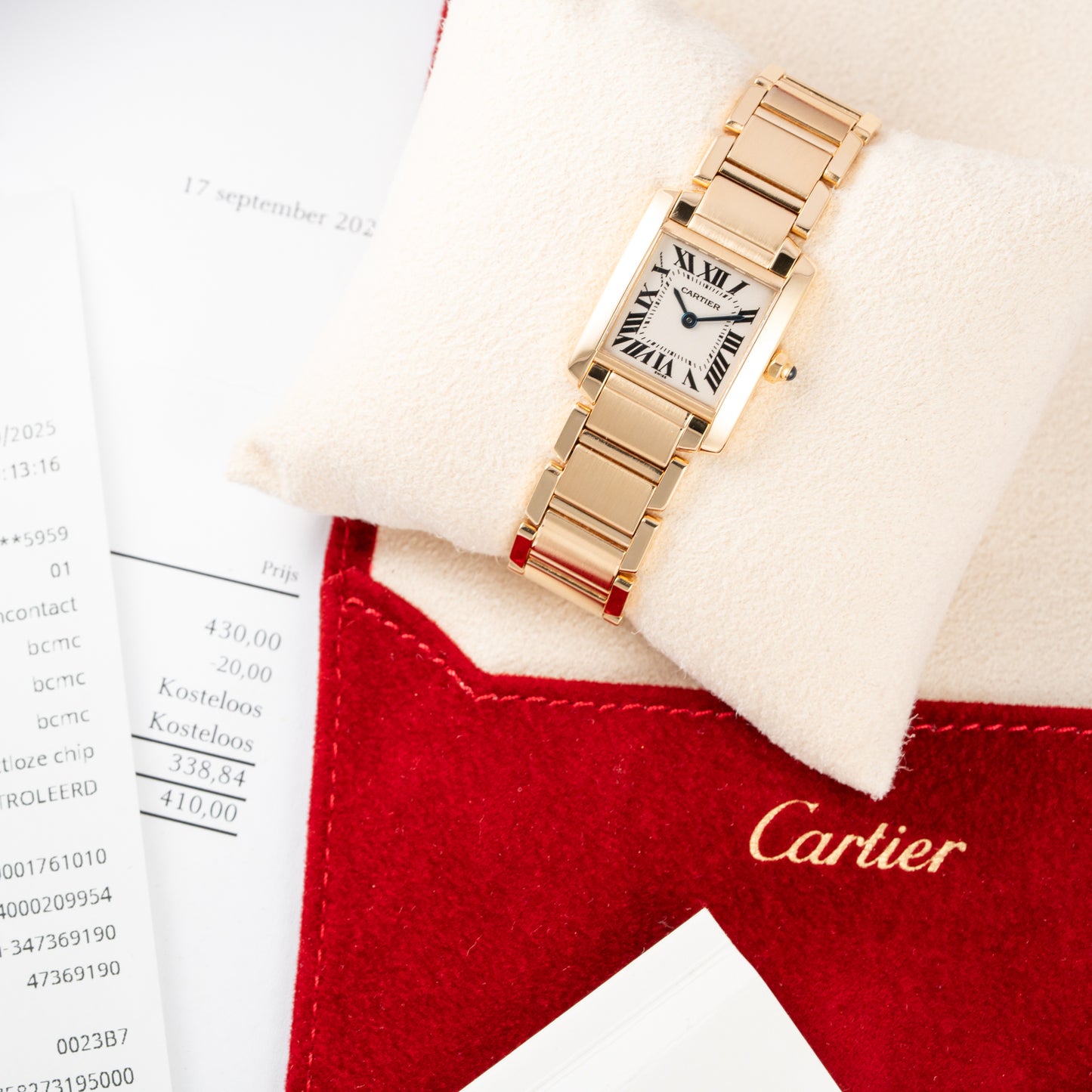 Cartier Tank Française PM 18K Yellow Gold Full Set Cartier Service 2025 Ref. 1820