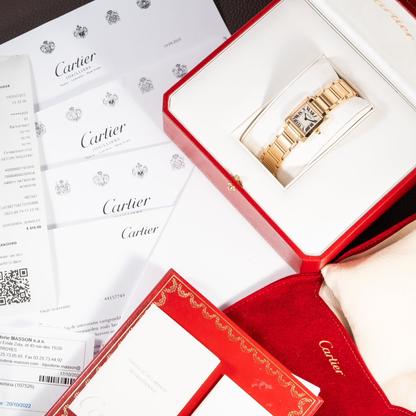 Cartier Tank Française PM 18K Yellow Gold Full Set Cartier Service 2025 Ref. 1820