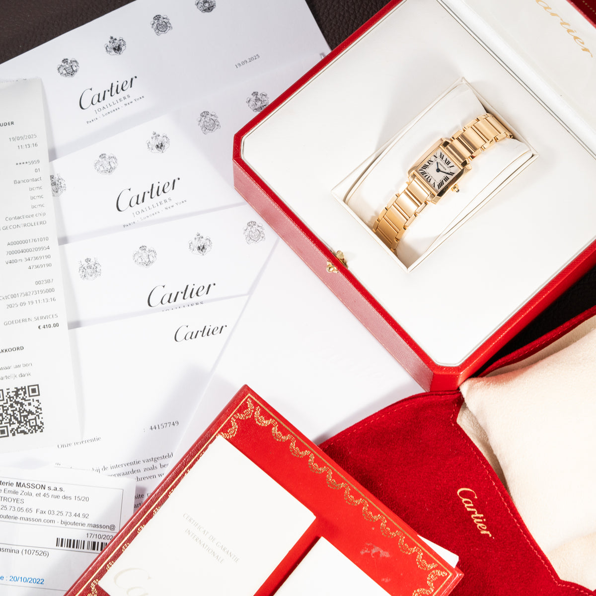 Cartier Tank Française PM 18K Yellow Gold Full Set Cartier Service 2025 Ref. 1820