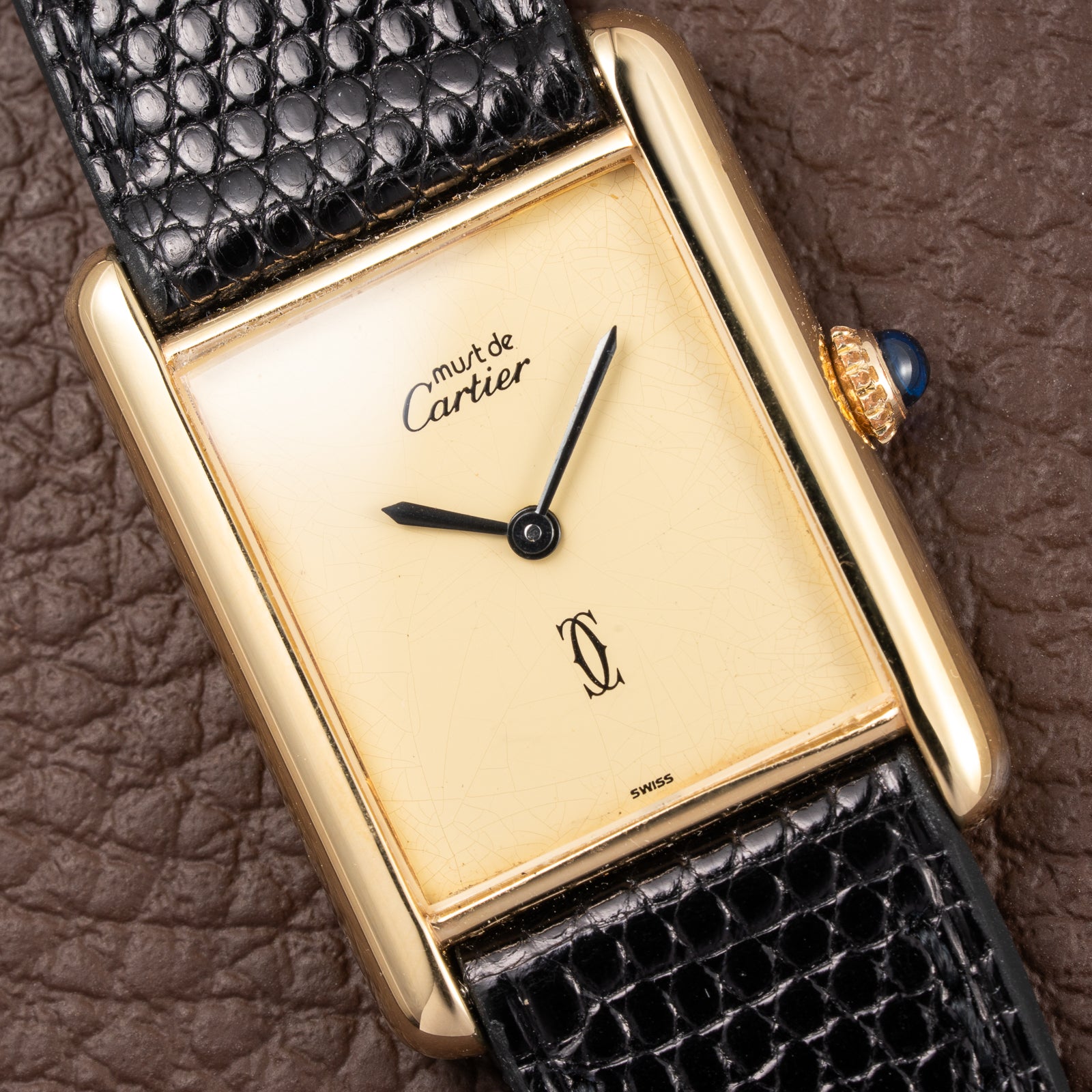 Cartier Tank Must de Lemon Champagne Dial Vermeil GM from 1980s