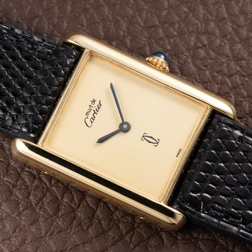 Cartier Tank Must de Lemon Champagne Dial Vermeil GM from 1980s