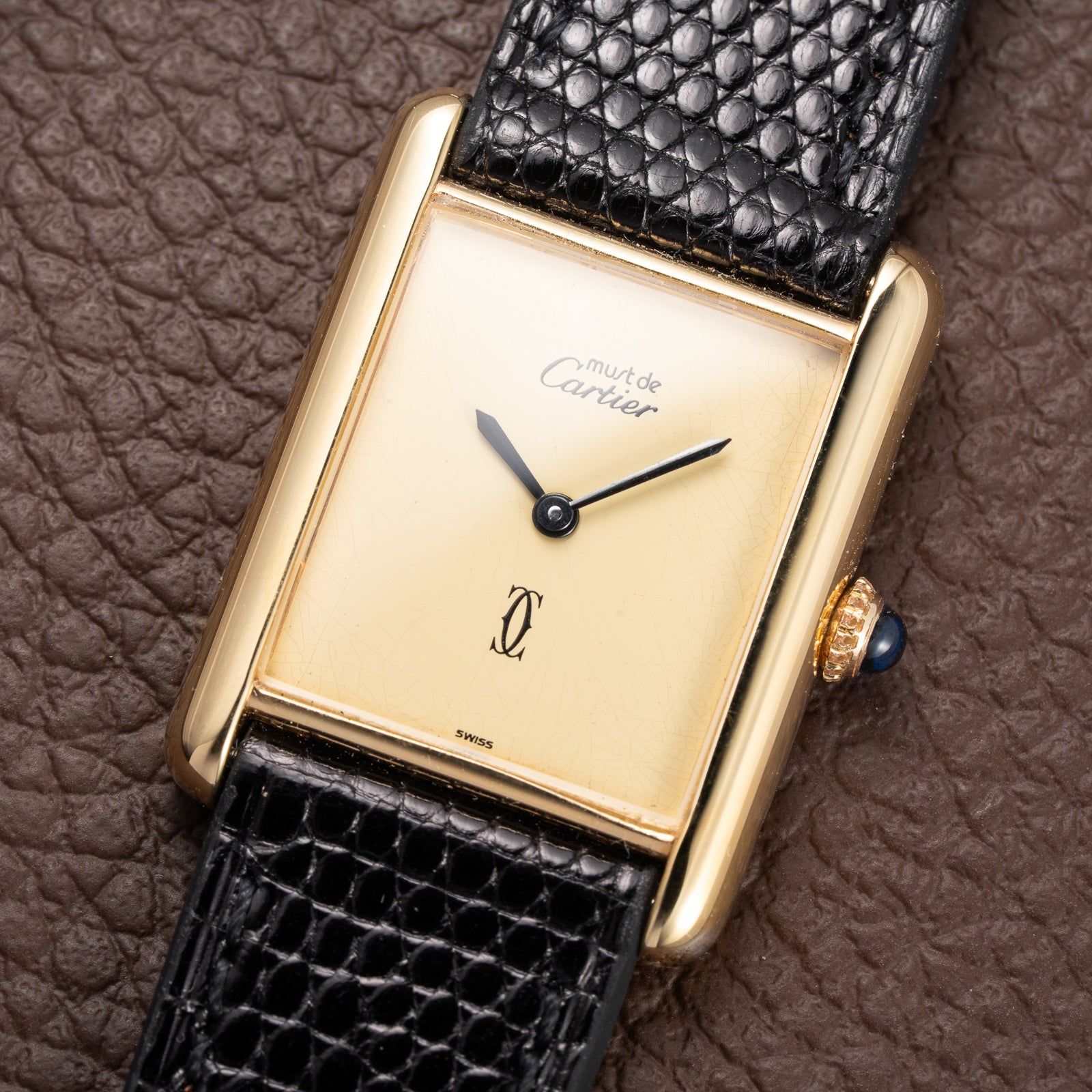 Cartier Tank Must de Lemon Champagne Dial Vermeil GM from 1980s
