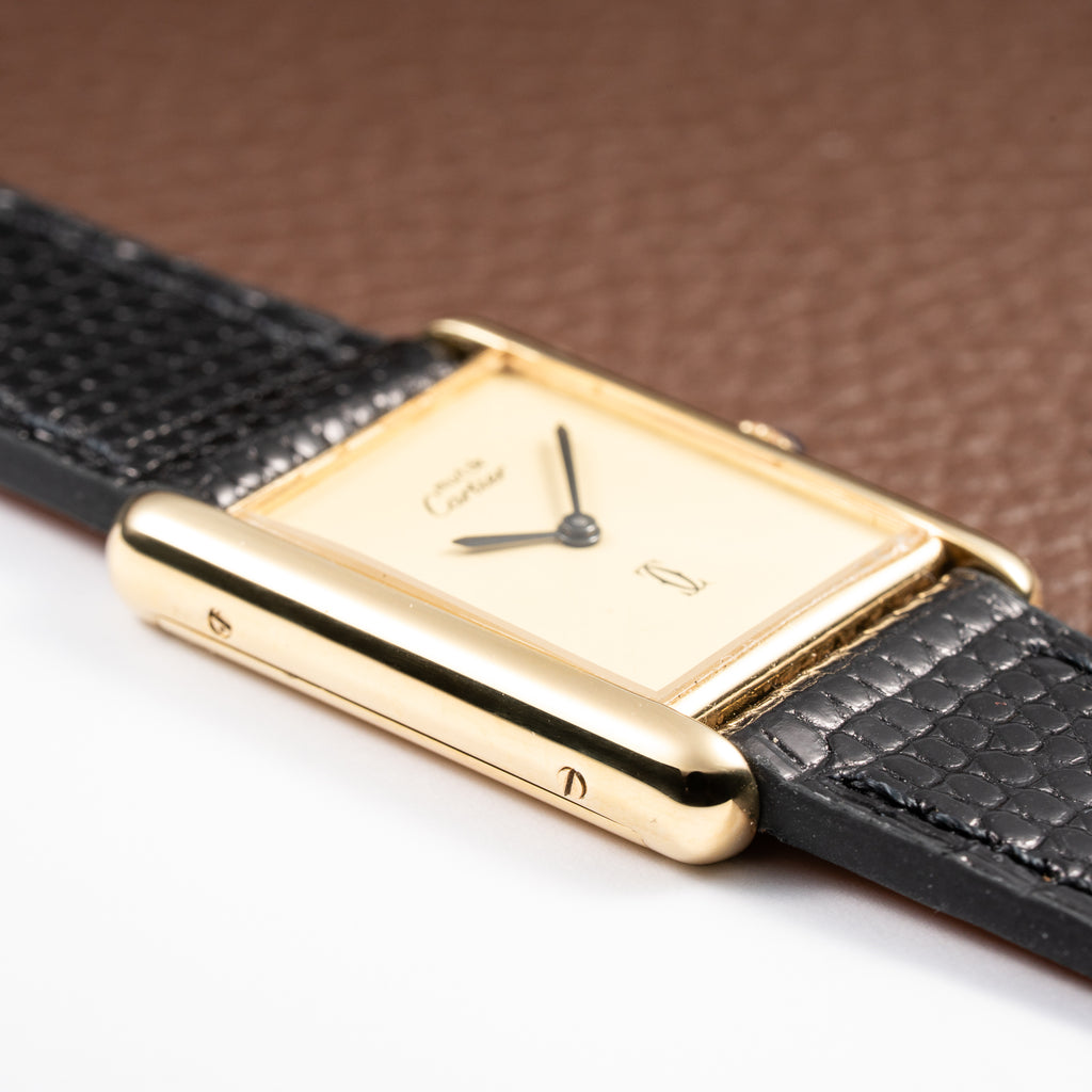 Cartier Tank Must de Lemon Champagne Dial Vermeil GM from 1980s