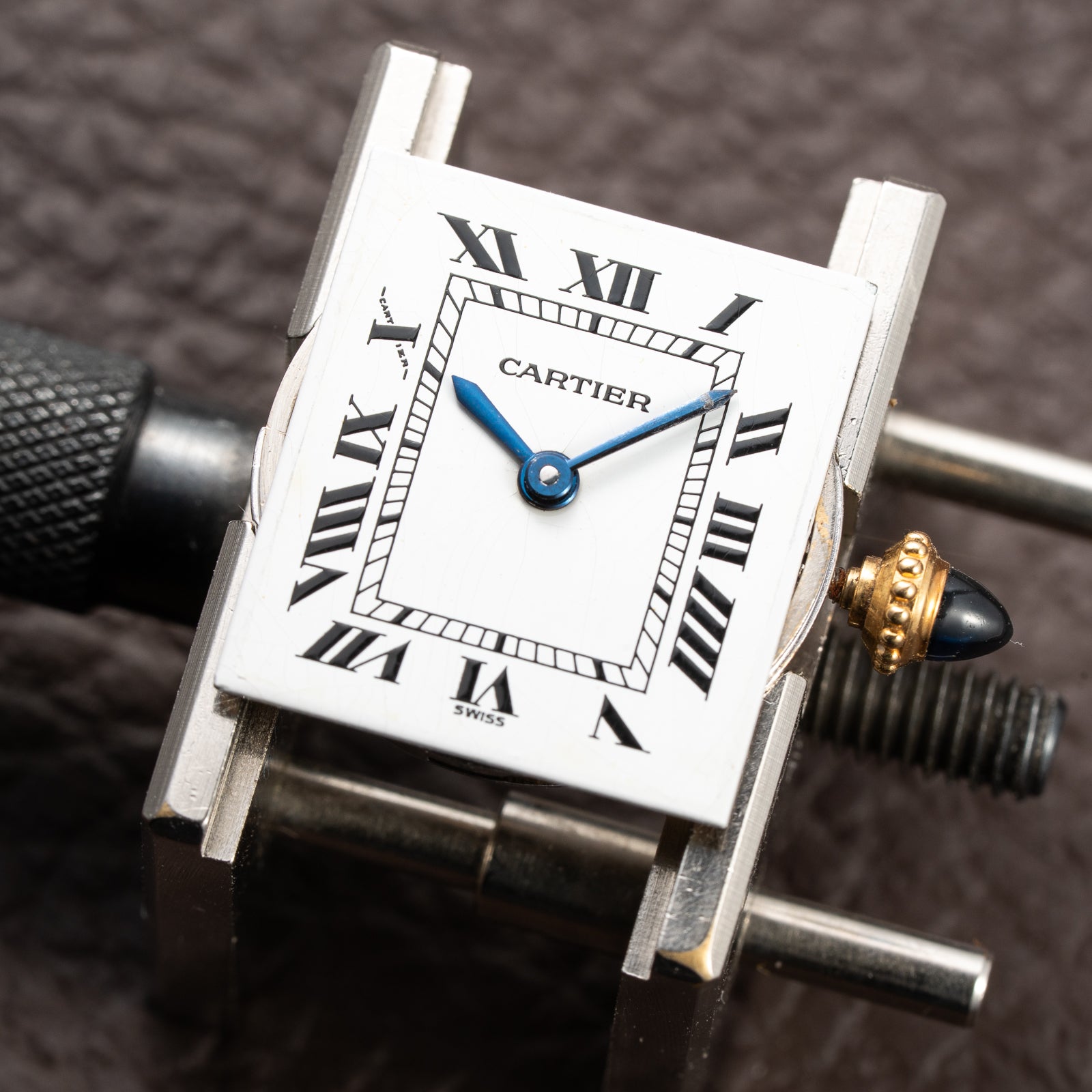 Cartier Tank Louis Swiss Dial 18K Yellow Gold PM Ref 78087 from 1970s