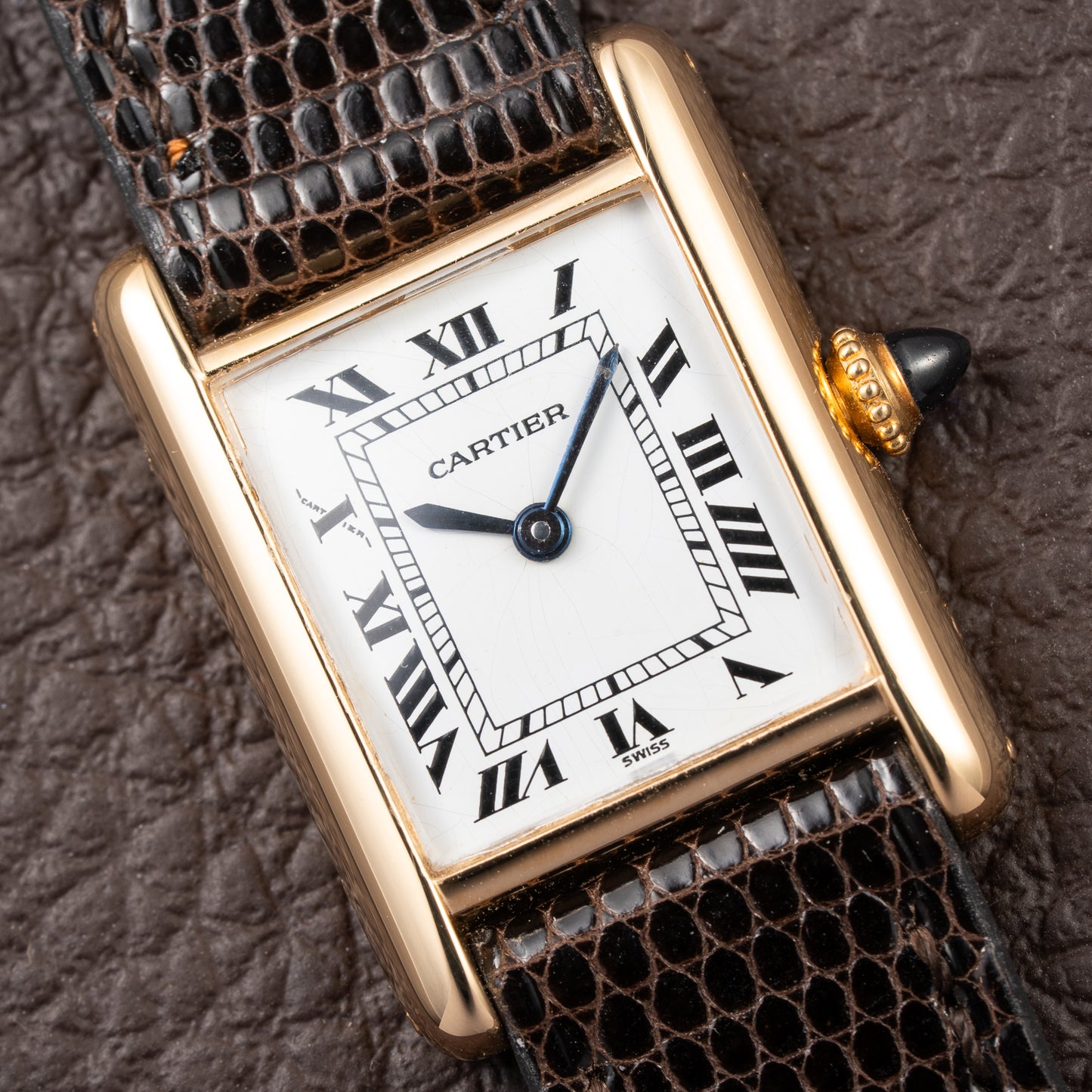 Cartier Tank Louis Swiss Dial 18K Yellow Gold PM Ref 78087 from 1970s