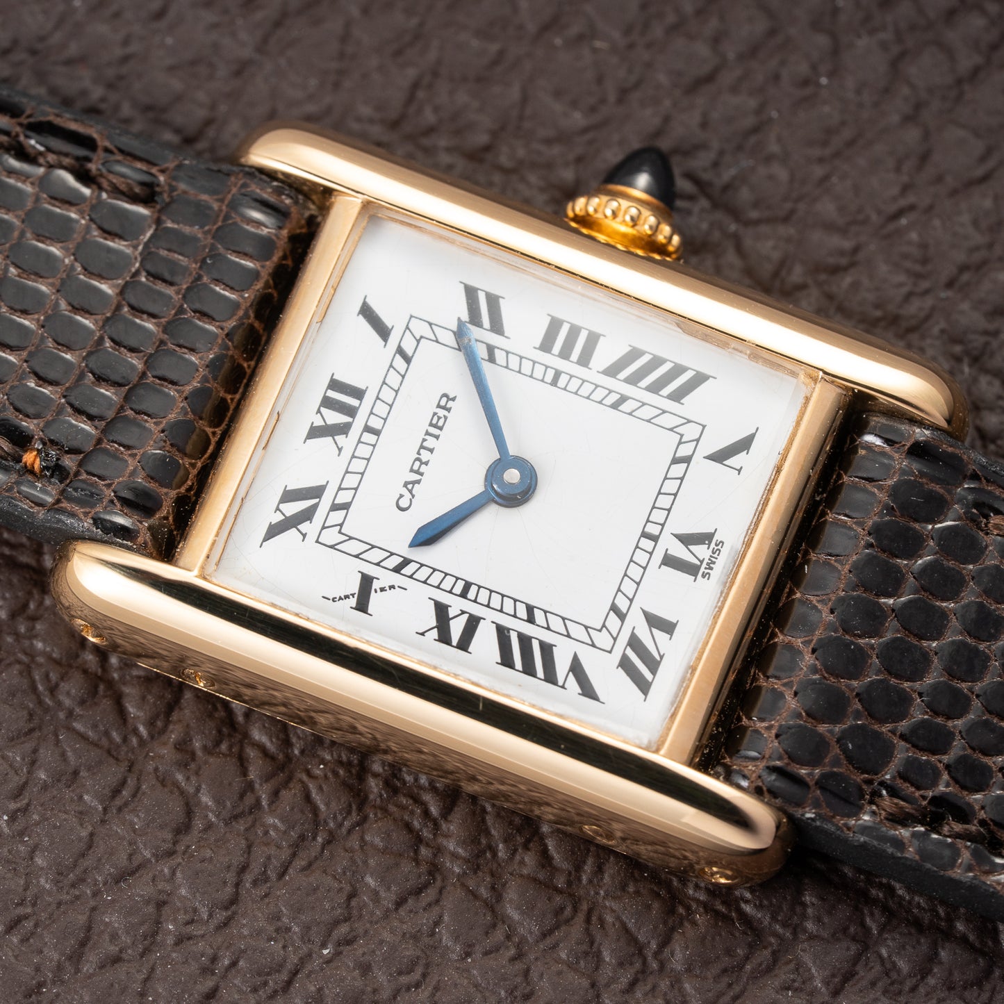 Cartier Tank Louis Swiss Dial 18K Yellow Gold PM Ref 78087 from 1970s