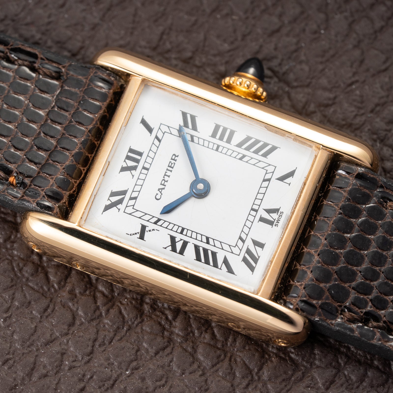 Cartier Tank Louis Swiss Dial 18K Yellow Gold PM Ref 78087 from 1970s