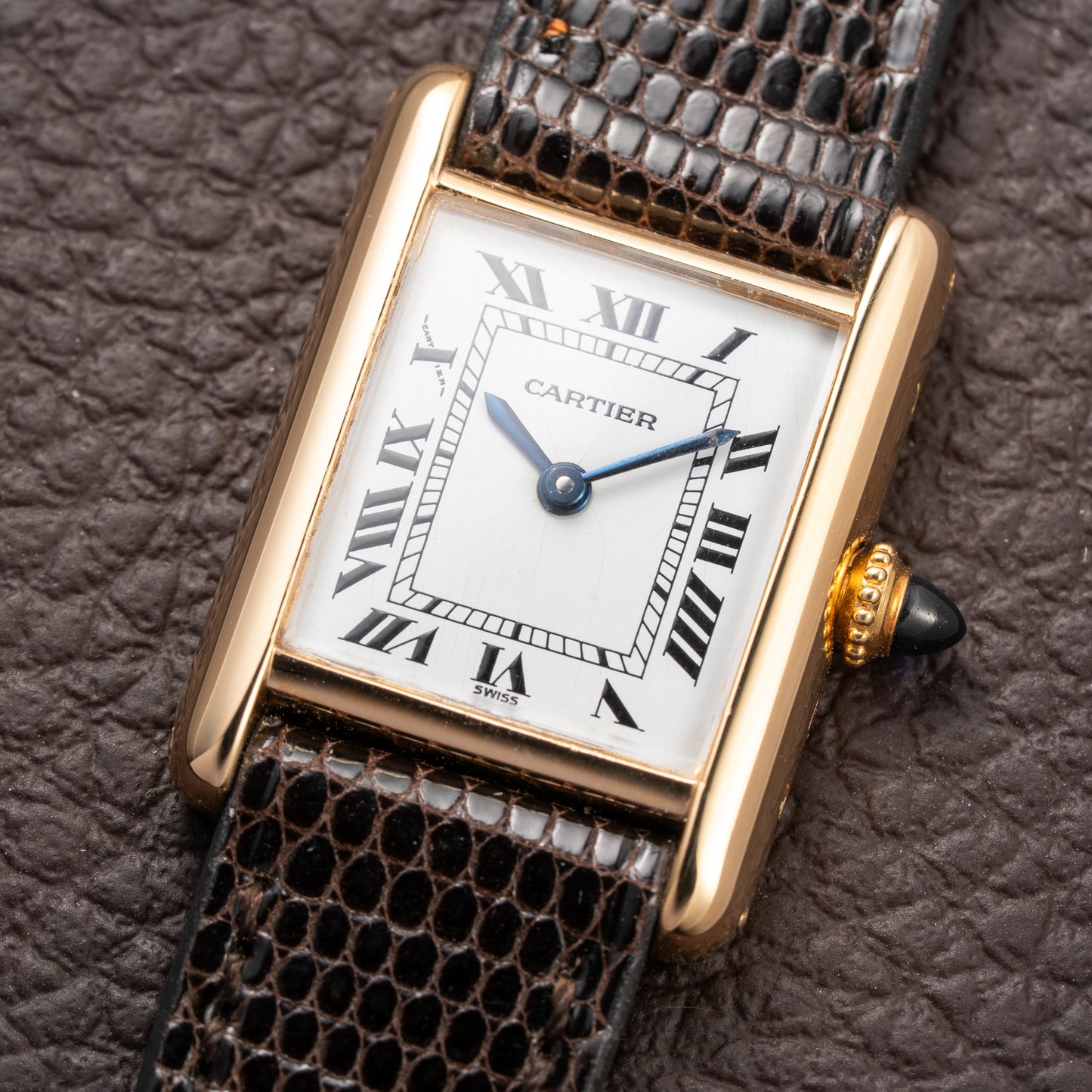 Cartier Tank Louis Swiss Dial 18K Yellow Gold PM Ref 78087 from 1970s