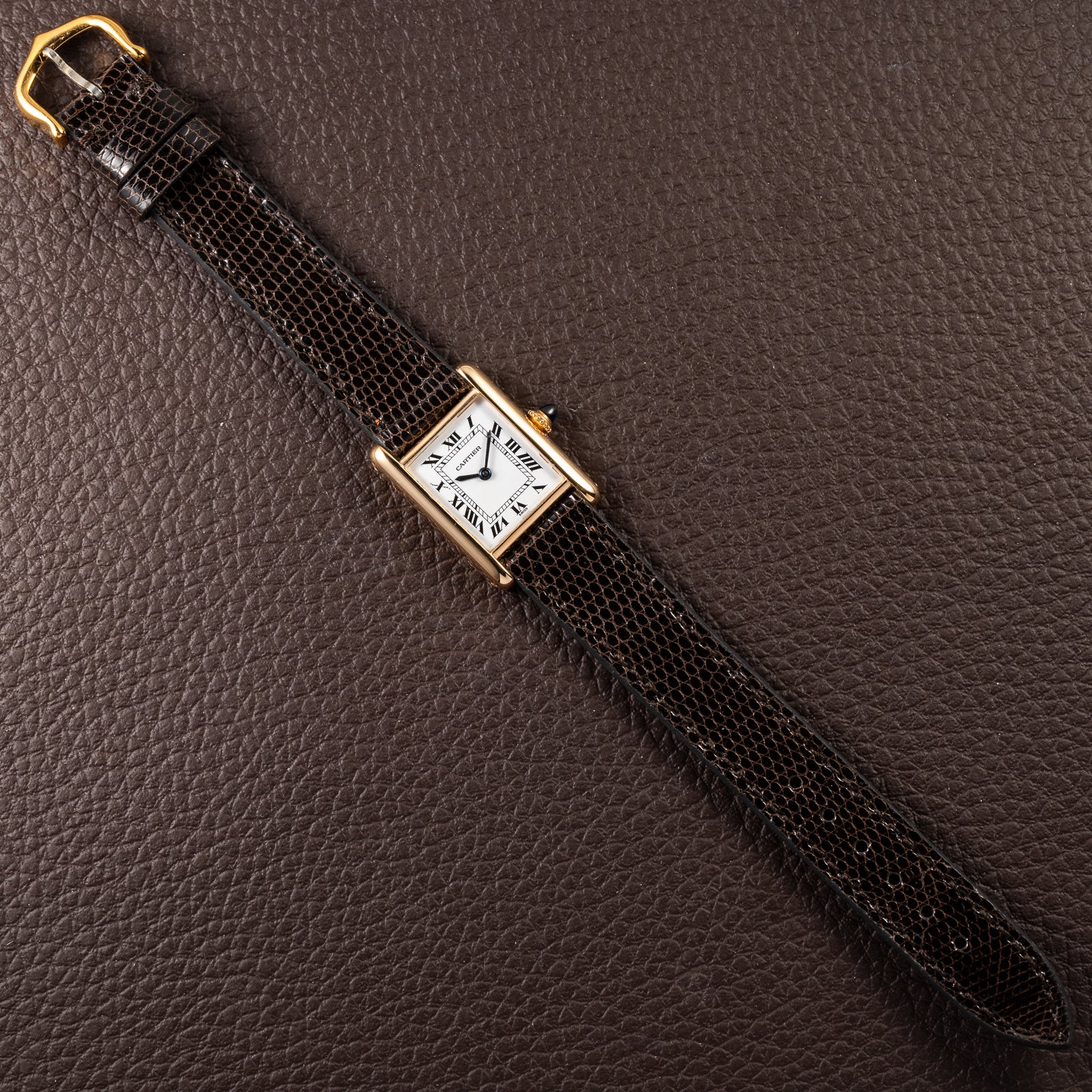Cartier Tank Louis Swiss Dial 18K Yellow Gold PM Ref 78087 from 1970s