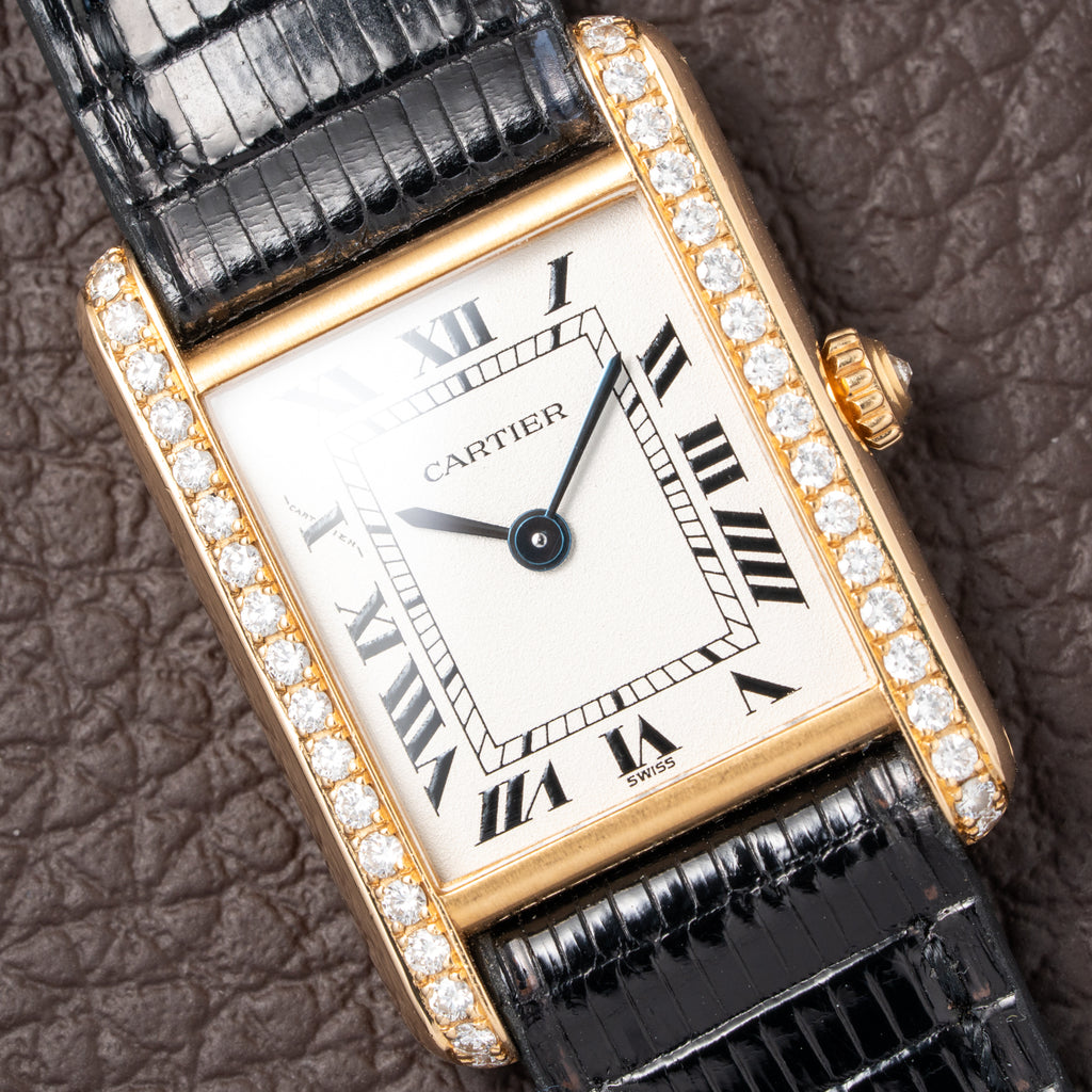 Cartier Tank Louis Factory Diamond Set 18K Yellow Gold Ref 1151 from 1990s