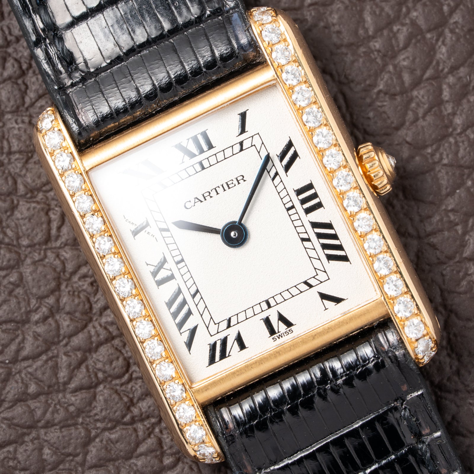 Cartier Tank Louis Factory Diamond Set 18K Yellow Gold Ref 1151 from 1990s