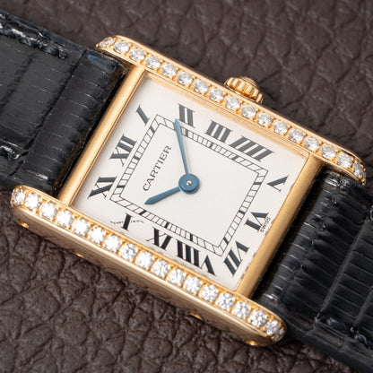 Cartier Tank Louis Factory Diamond Set 18K Yellow Gold Ref 1151 from 1990s