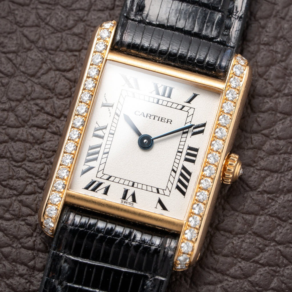 Cartier Tank Louis Factory Diamond Set 18K Yellow Gold Ref 1151 from 1990s