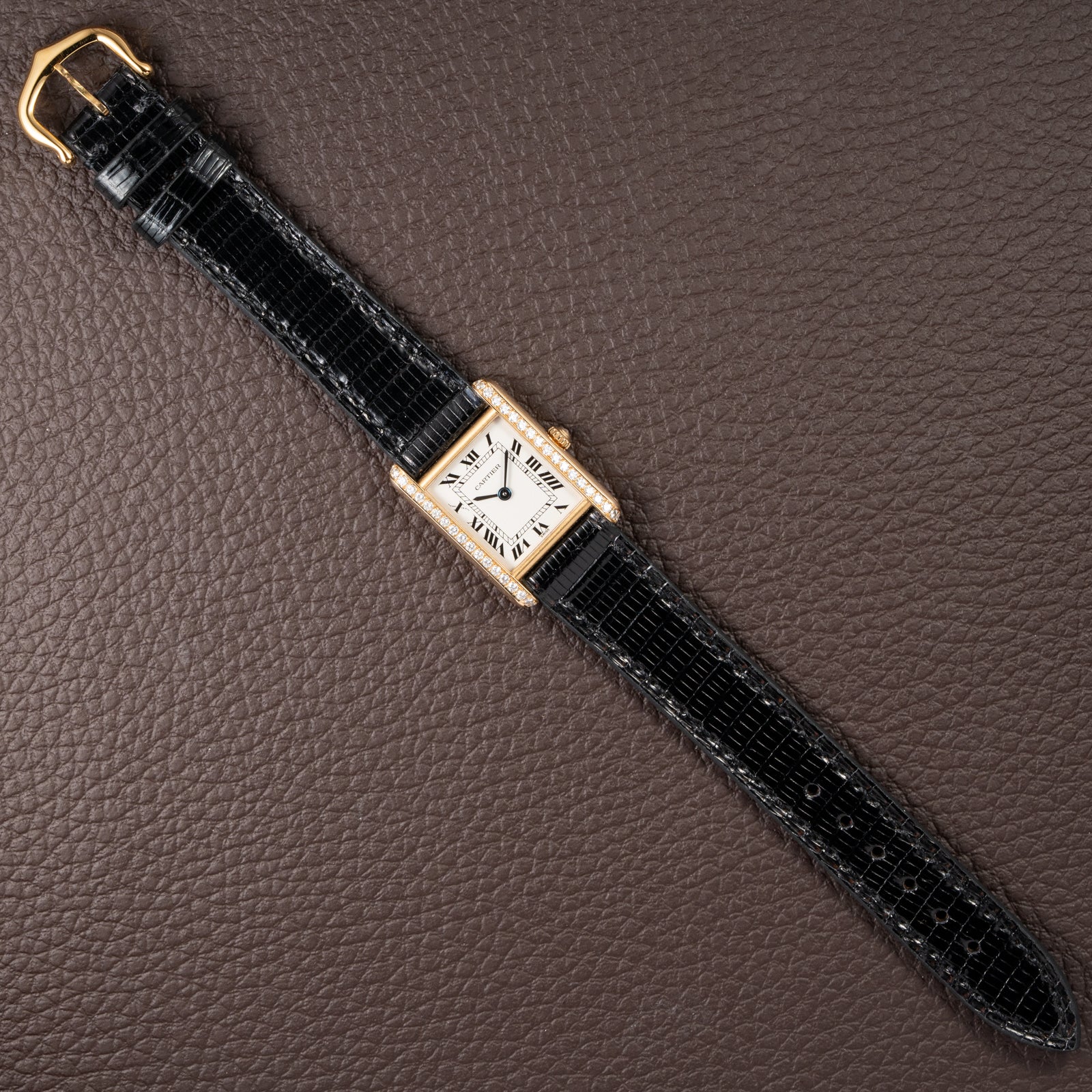 Cartier Tank Louis Factory Diamond Set 18K Yellow Gold Ref 1151 from 1990s
