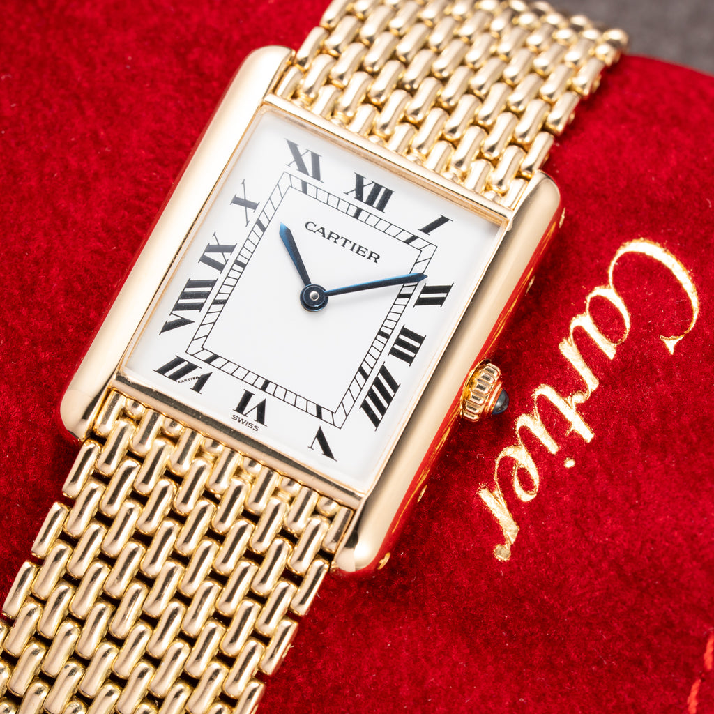 Cartier Tank Louis "Grain de Riz” Beads of Rice bracelet 18k Yellow Gold Ref 81052 from 1980s